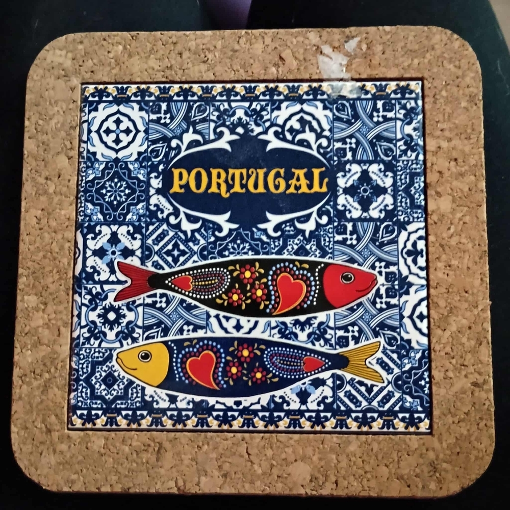 Gift Souvenirs Portugal Themed Cork Coaster with Fish Design